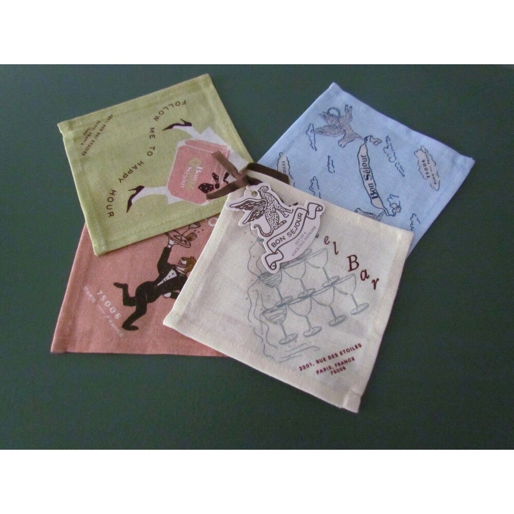NEW Anthropologie Hotel Cotton Woven Cocktail Napkins Set of 4